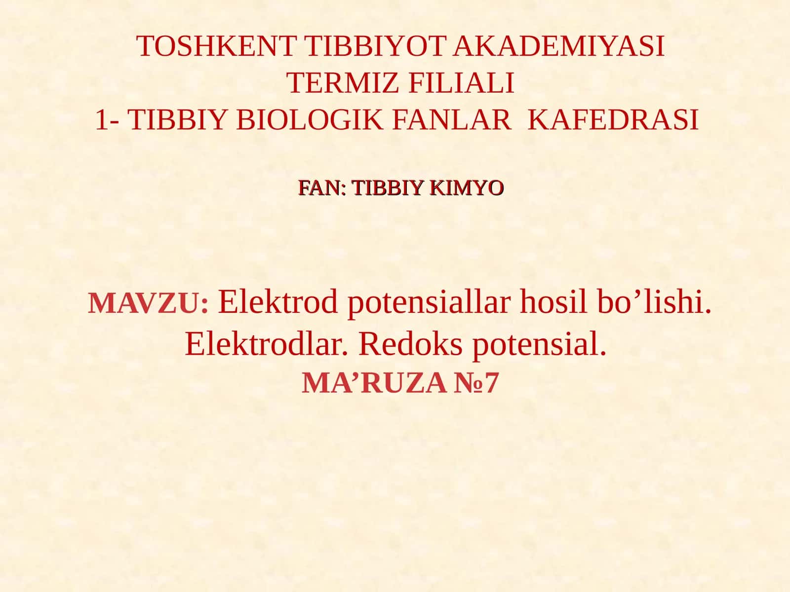 Elektrod potensiallar hosil bo’lishi. Elektrodlar. Redoks potensial 1