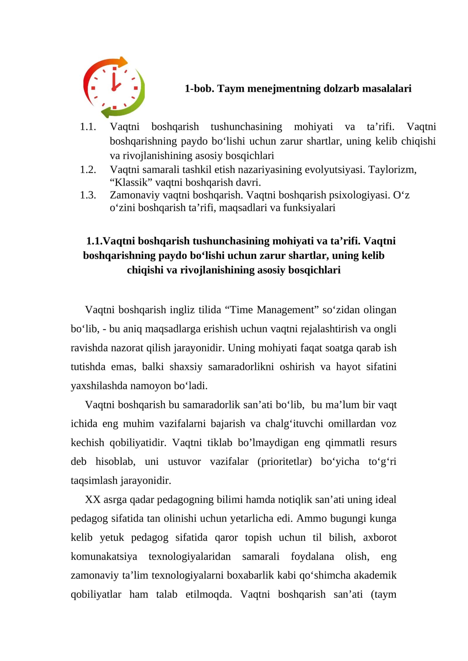 Vaqtni Boshqarish 1