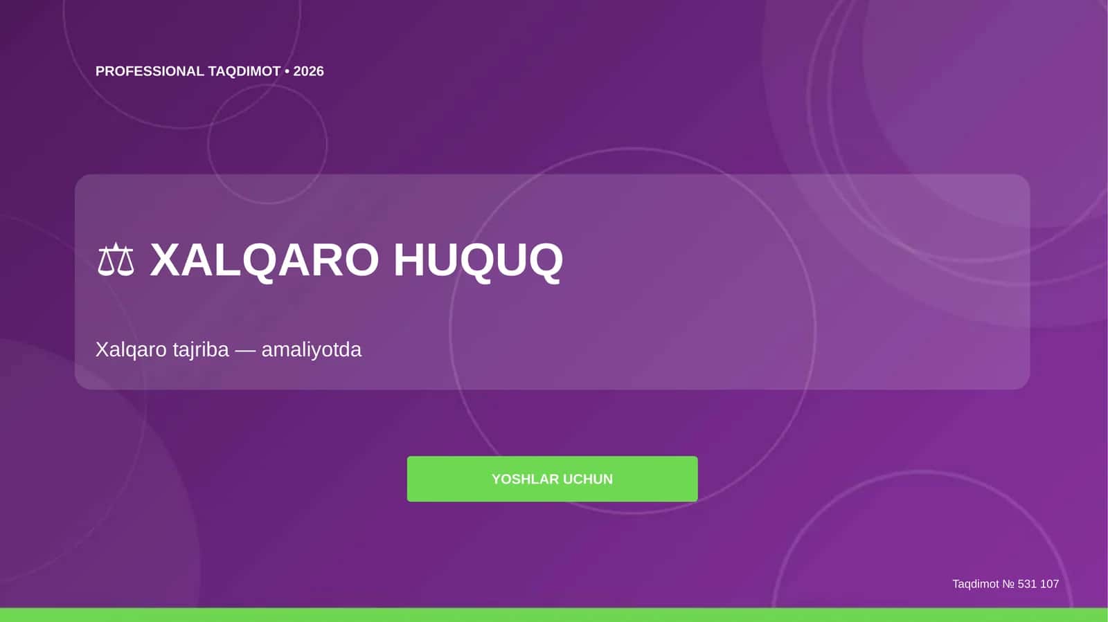 Xalqaro huquq: xalqaro tajriba (amaliyotda) [yoshlar uchun] 1