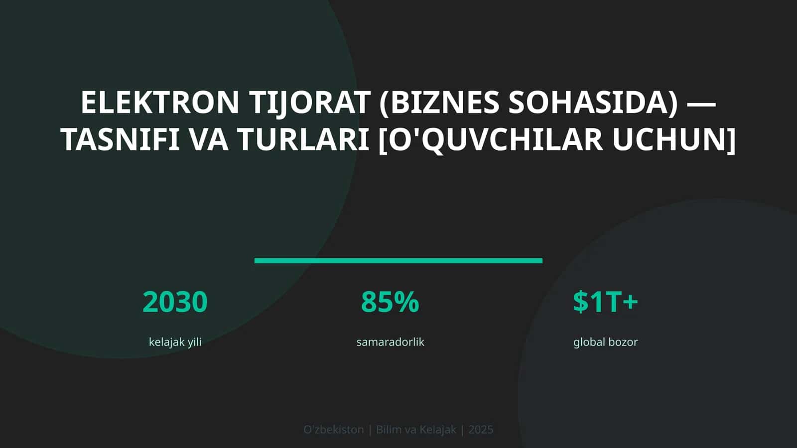 Elektron tijorat (biznes sohasida) — tasnifi va turlari [o'quvchilar uchun] 1