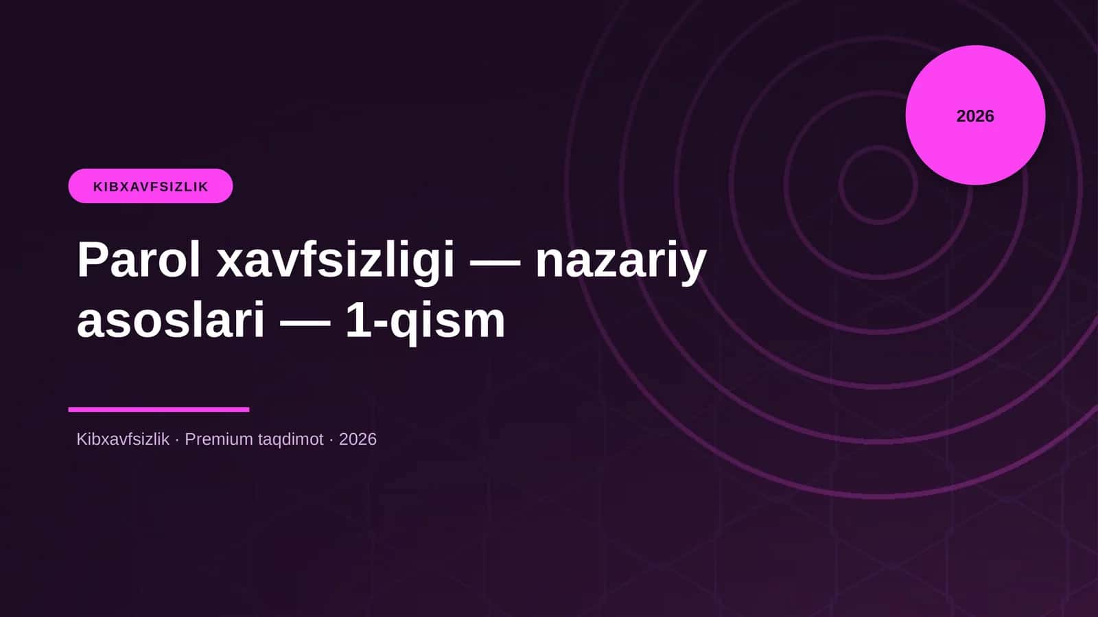Parol xavfsizligi — nazariy asoslari — 1-qism 1