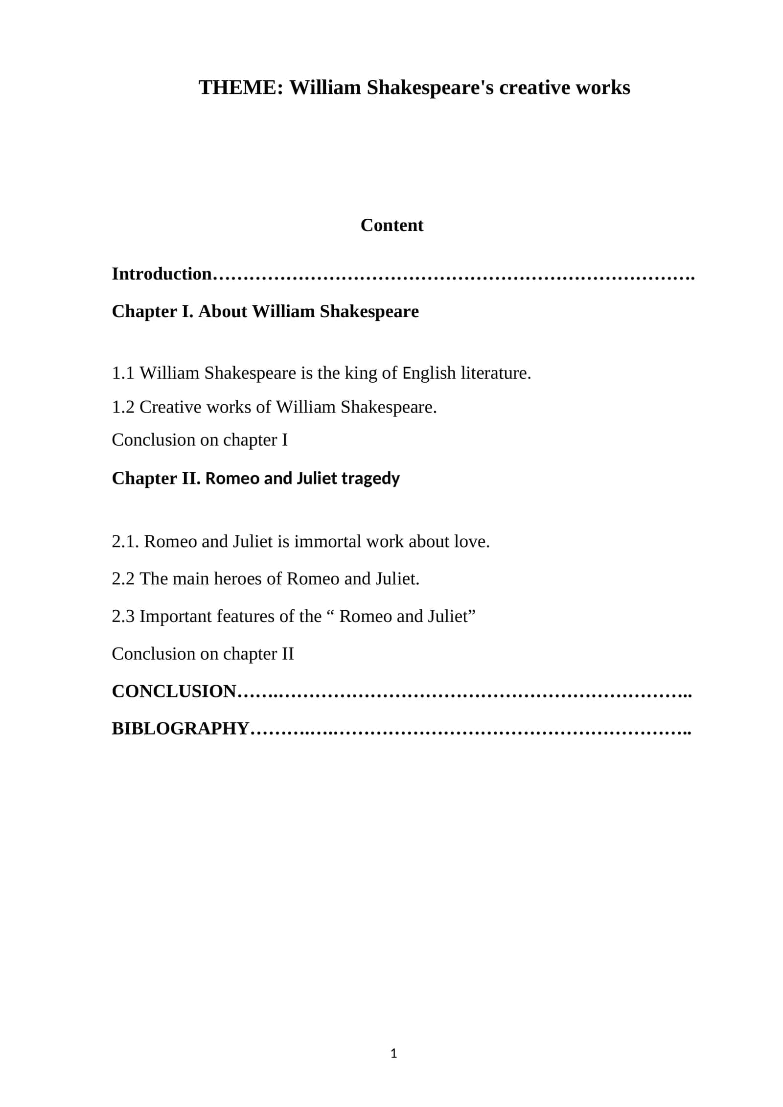 William Shakespeare's creative works 1