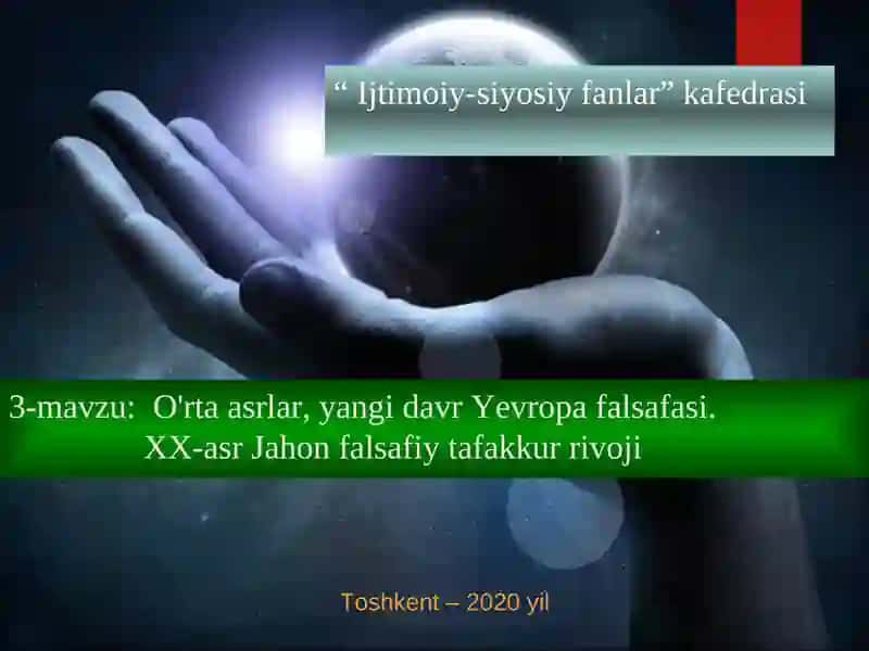 O'rta asrlar, yangi davr Yevropa falsafasi