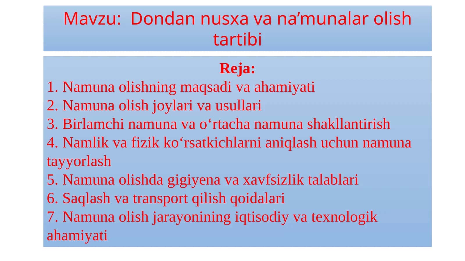 Dondan nusxa va na’munalar olish tartibi 1