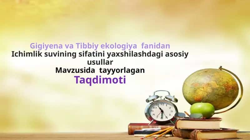 Ichimlik suvining sifatini yaxshilashdagi asosiy usullar 1