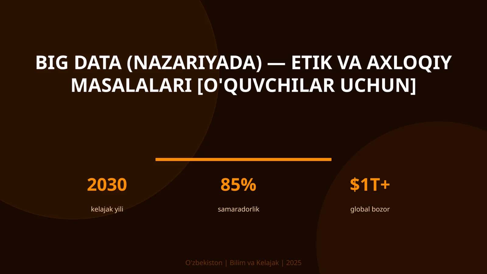 BIG DATA (NAZARIYADA) — ETIK VA AXLOQIY MASALALARI [O'QUVCHILAR UCHUN] 1