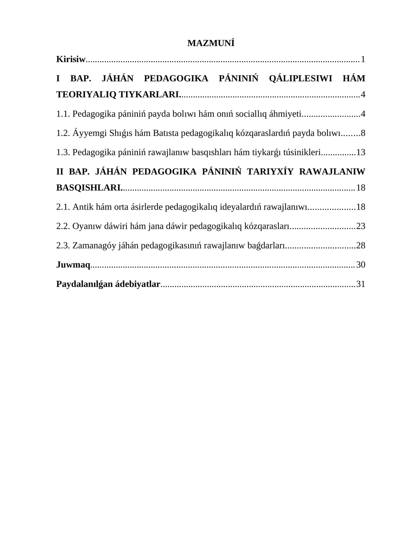 JÁHÁN PEDAGOGIKA PÁNINIŃ QÁLIPLESIWI 1