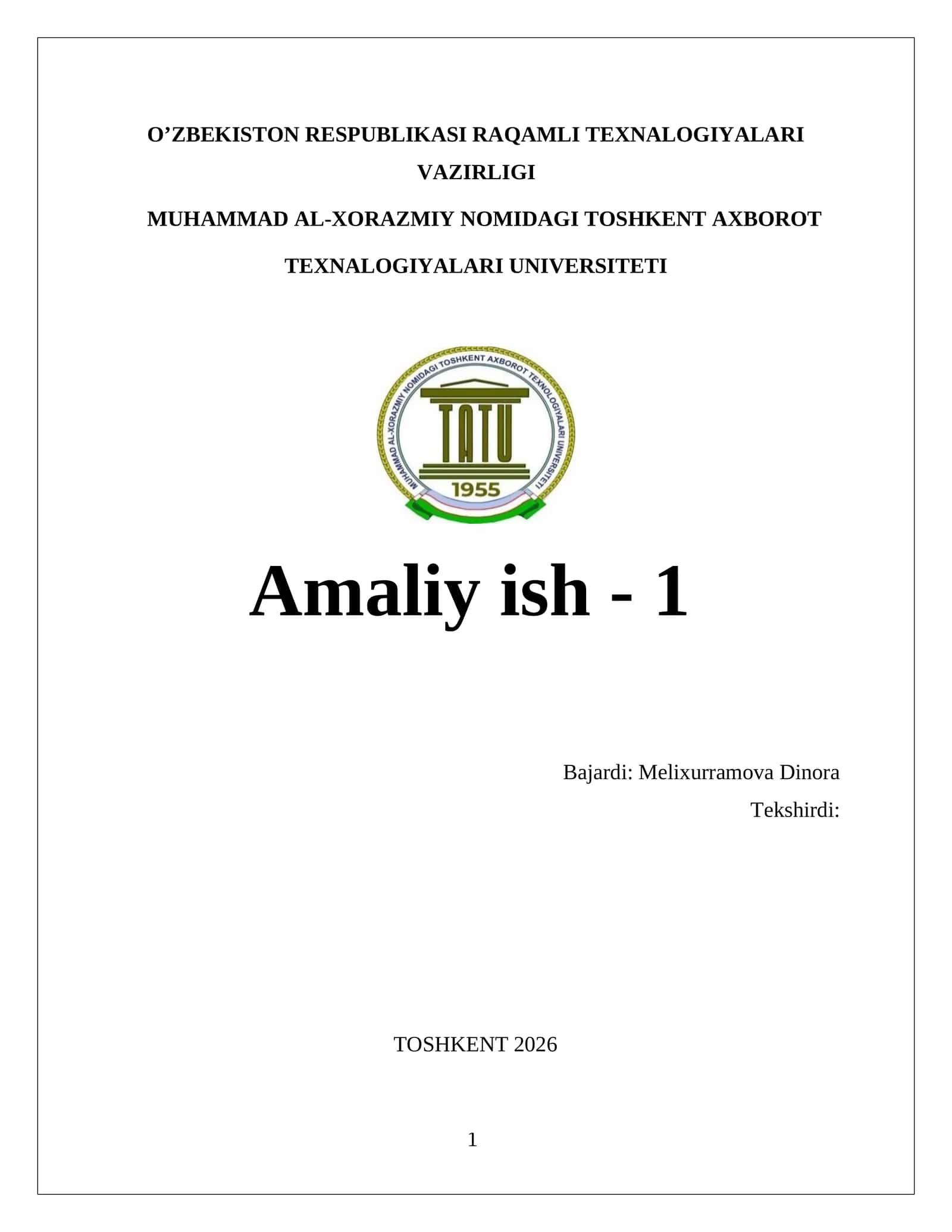 Intel Math Kernel Library (MKL) bilan tanishish va parallel dasturlar tuzish 1