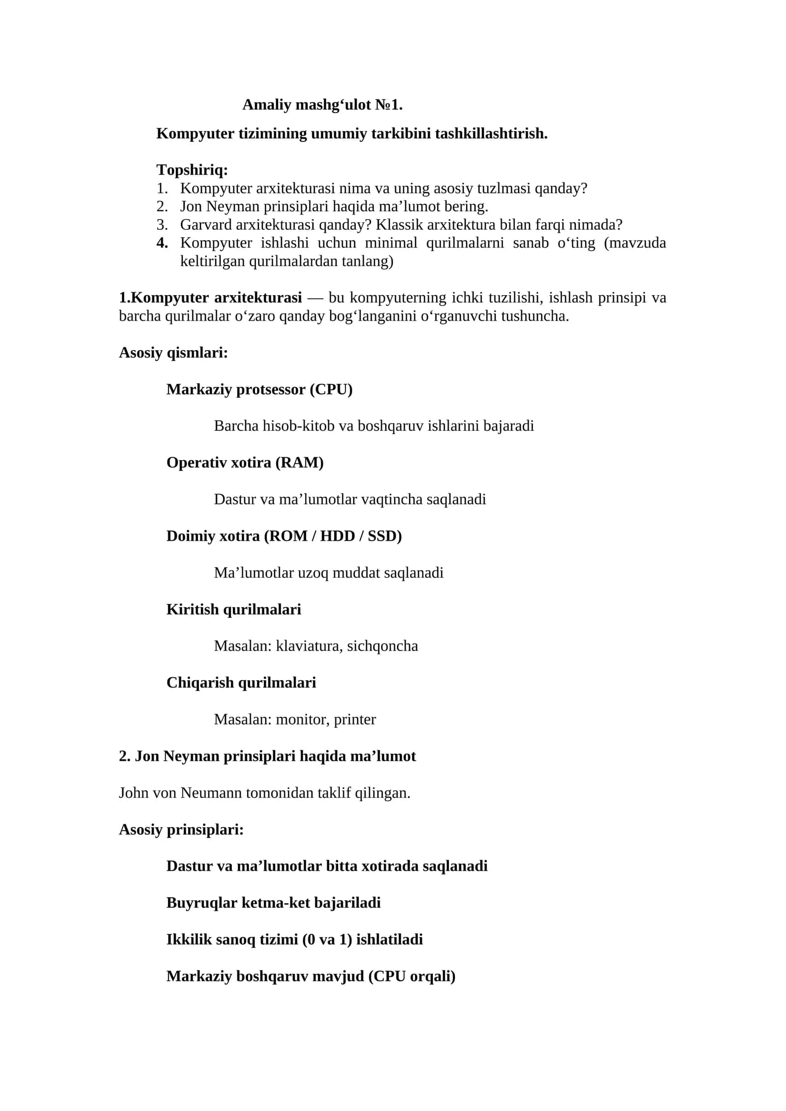 Kompuyuter Arxitekturasi 1