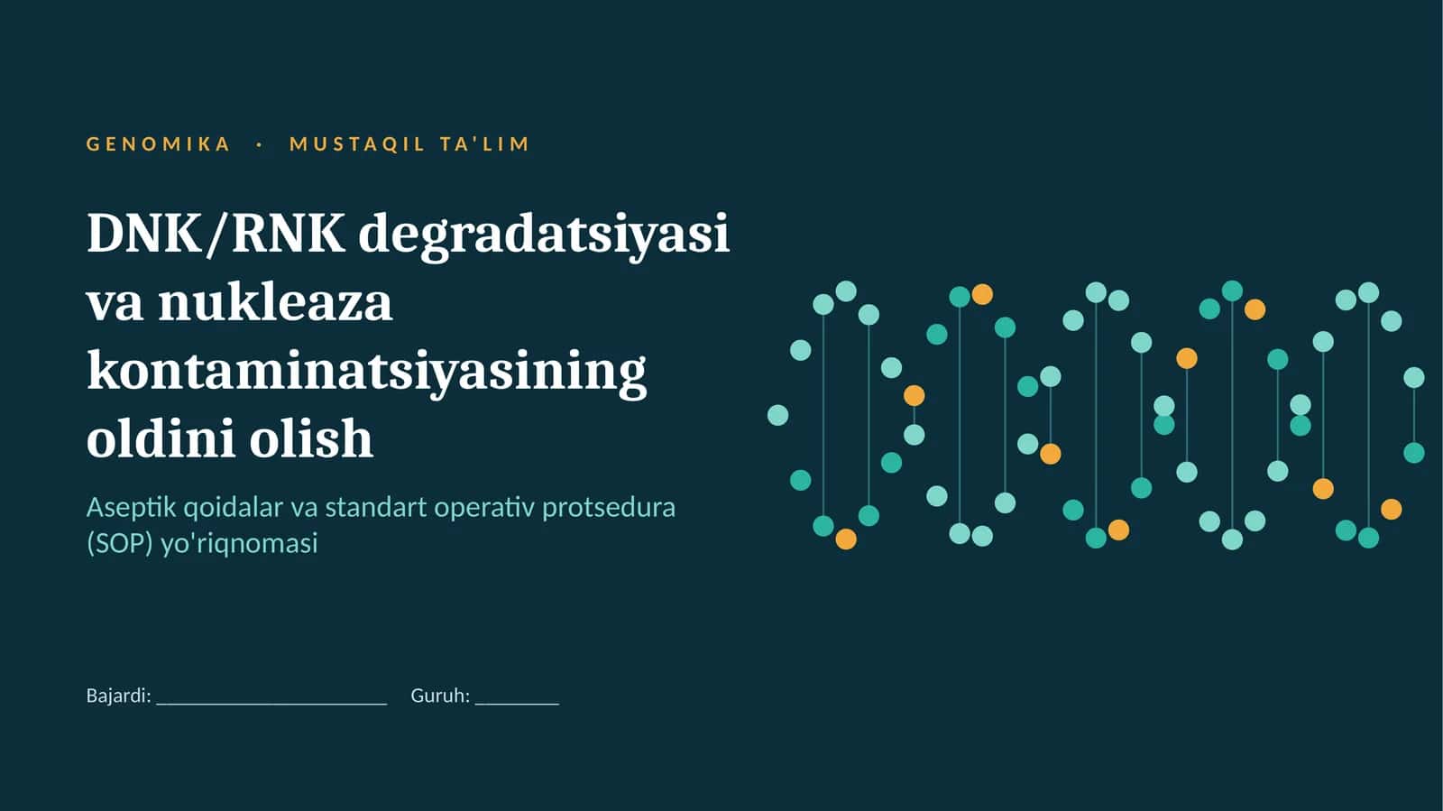 Genomika · Mustaqil Ta'lim 1