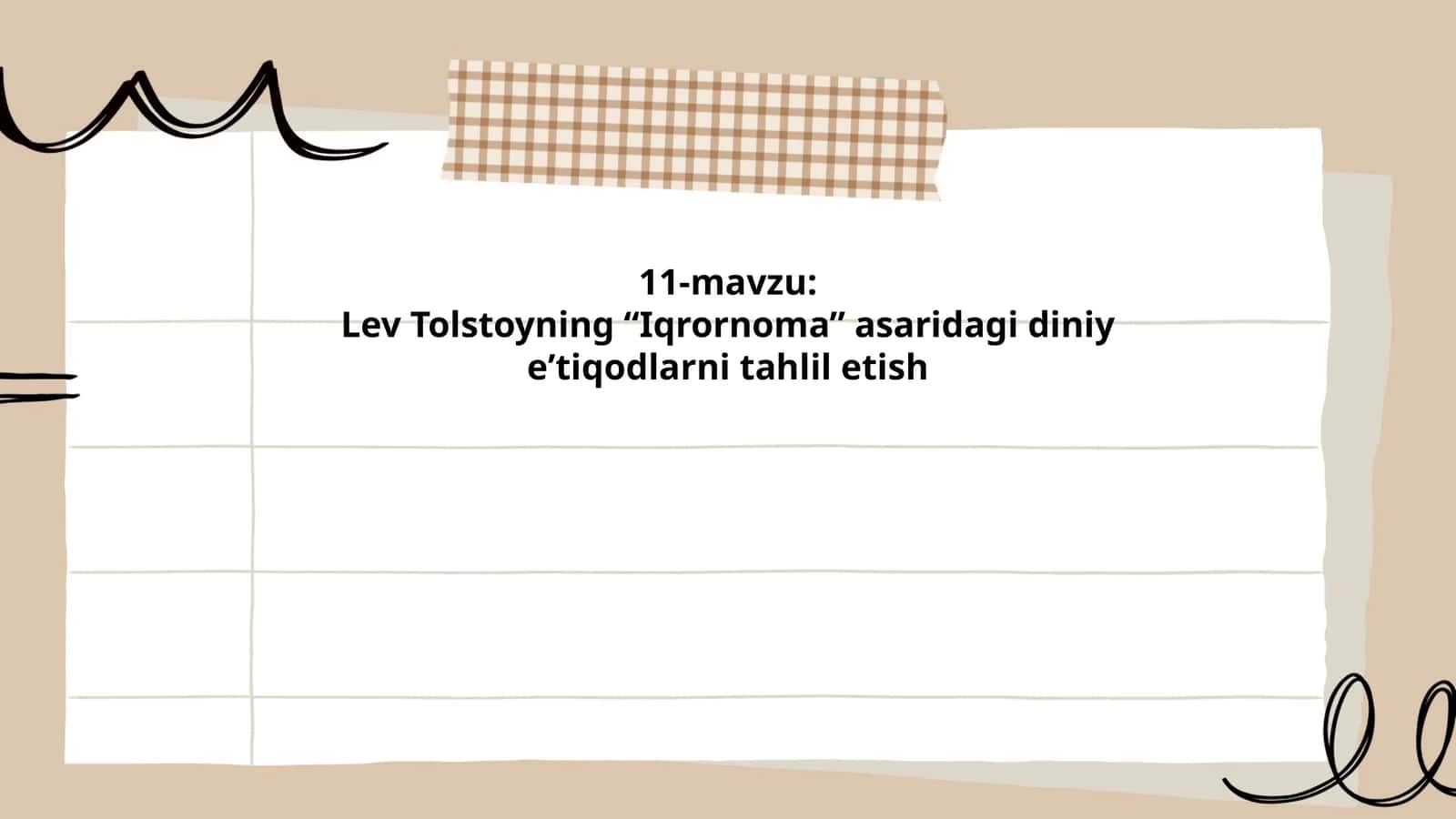 Lev Tolstoyning “Iqrornoma” asaridagi diniy eʼtiqodlarni tahlil etish 1