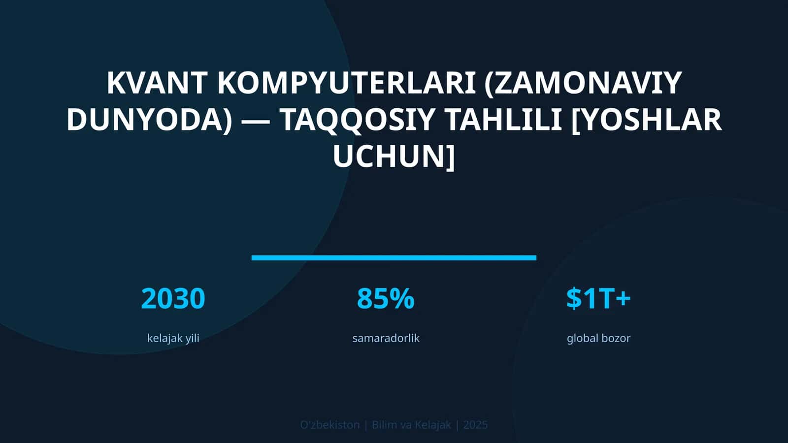 KVANT KOMPYUTERLARI (ZAMONAVIY DUNYODA) — TAQQOSIY TAHLILI [YOSHLAR UCHUN] 1