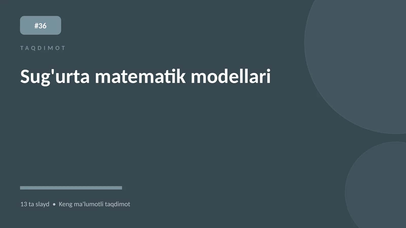 Sug'urta matematik modellari 1