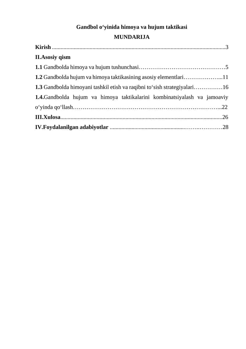 Gandbol o‘yinida himoya va hujum taktikasi 1