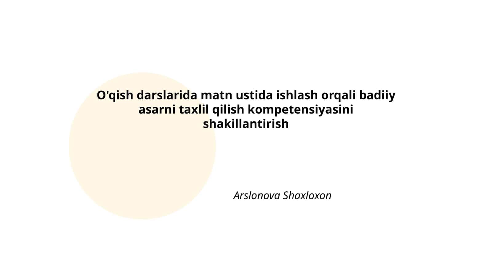 O'qish darslarida matn ustida ishlash orqali badiiy asarni taxlil qilish kompetensiyasini shakillantirish 1
