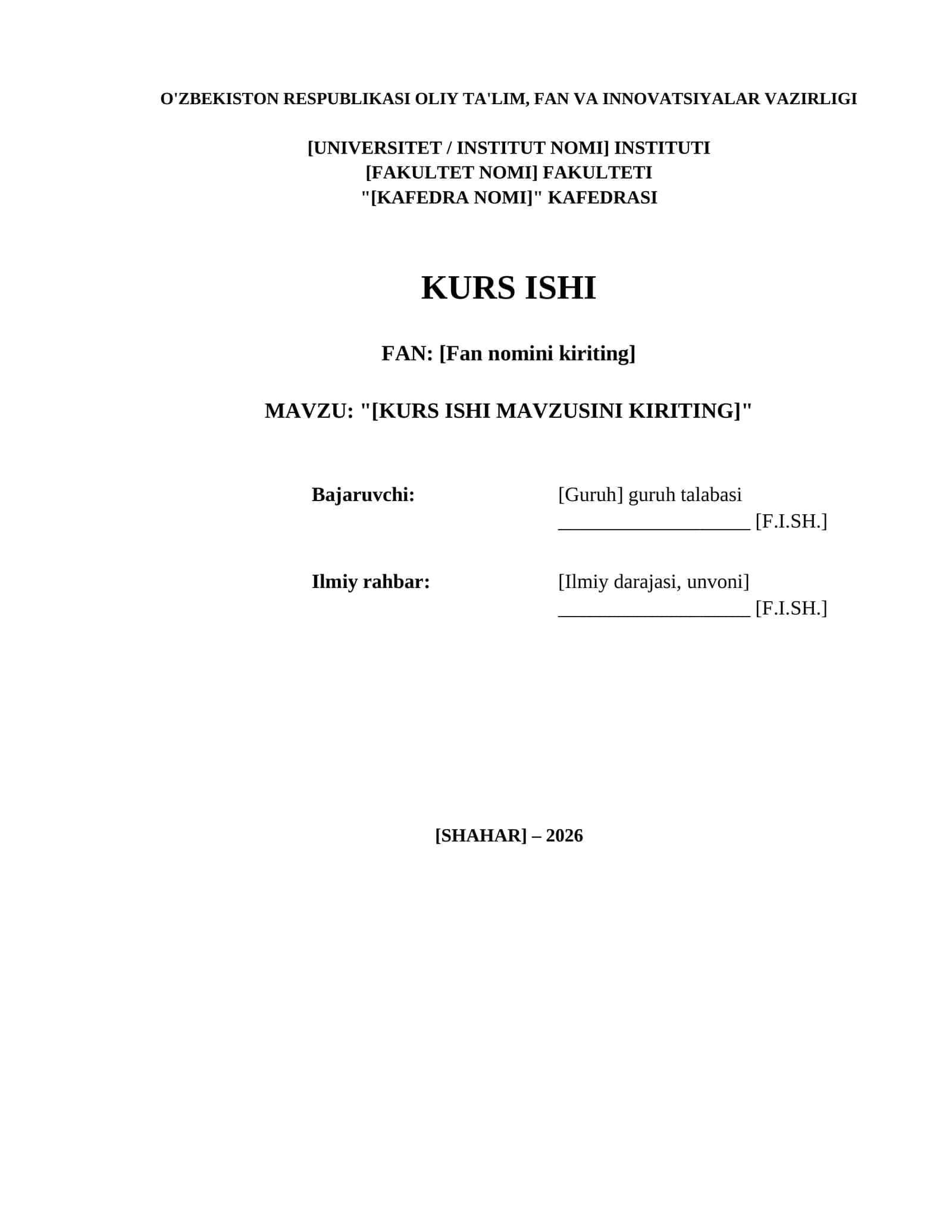 Kurs Ishi shablon 1