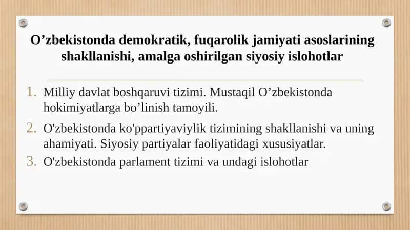 O’zbekiston Respublikasi o’liydavlathokimiyati tizimi 1