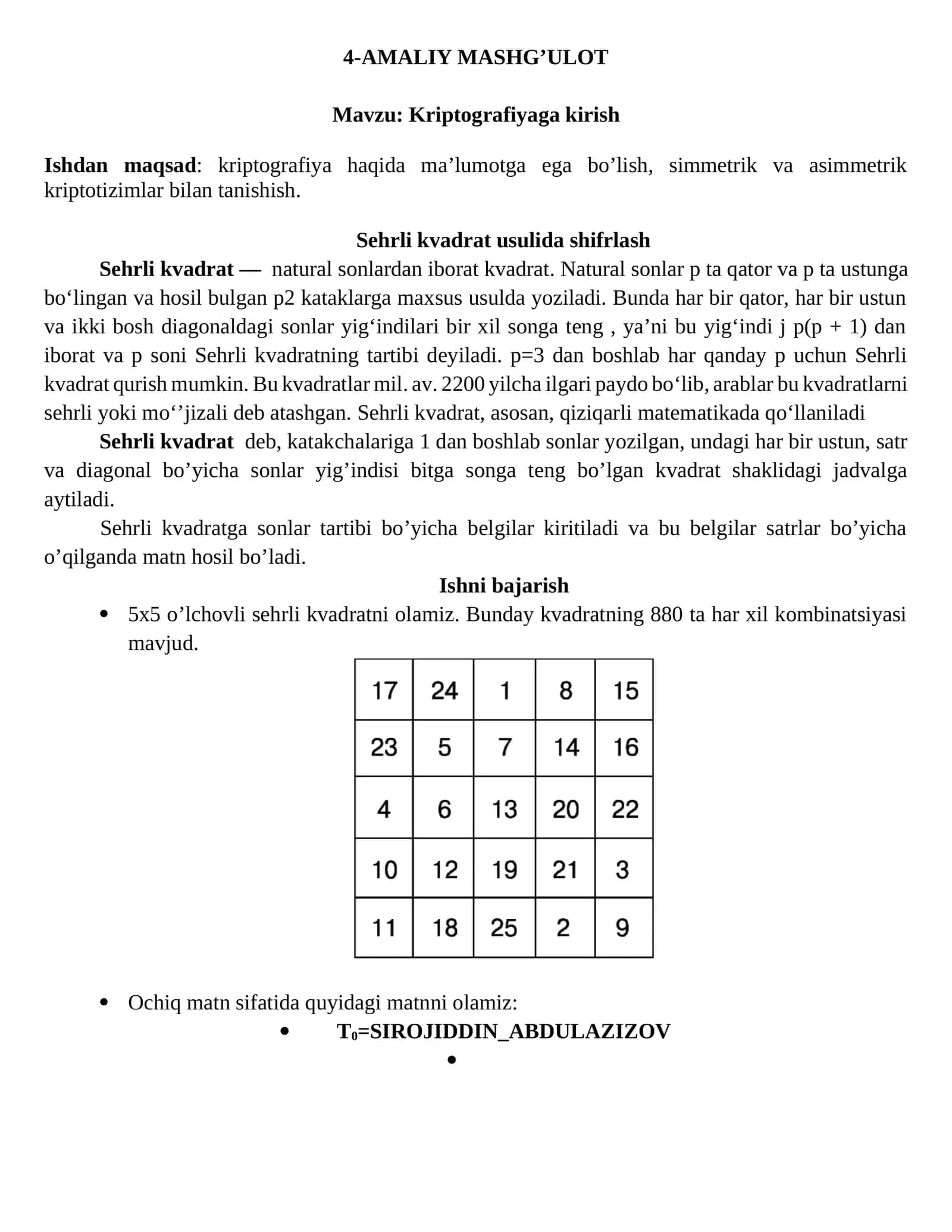 Kriptografiyaga kirish 1