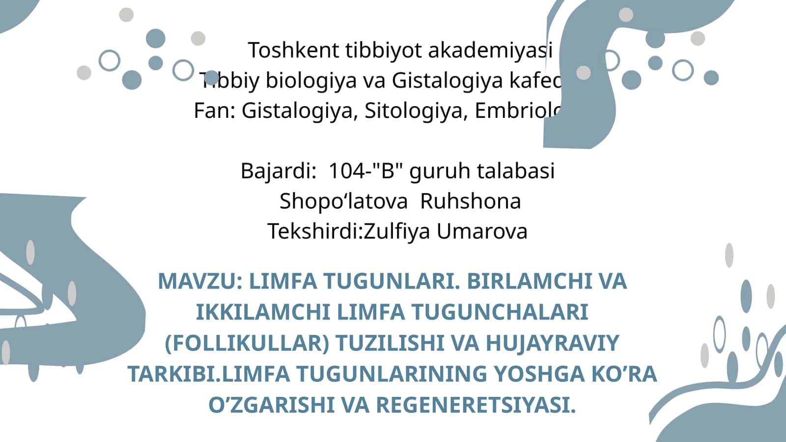 LIMFA TUGUNLARI. BIRLAMCHI VA IKKILAMCHI LIMFA TUGUNCHALARI (FOLLIKULLAR) TUZILISHI VA HUJAYRAVIY TARKIBI 1