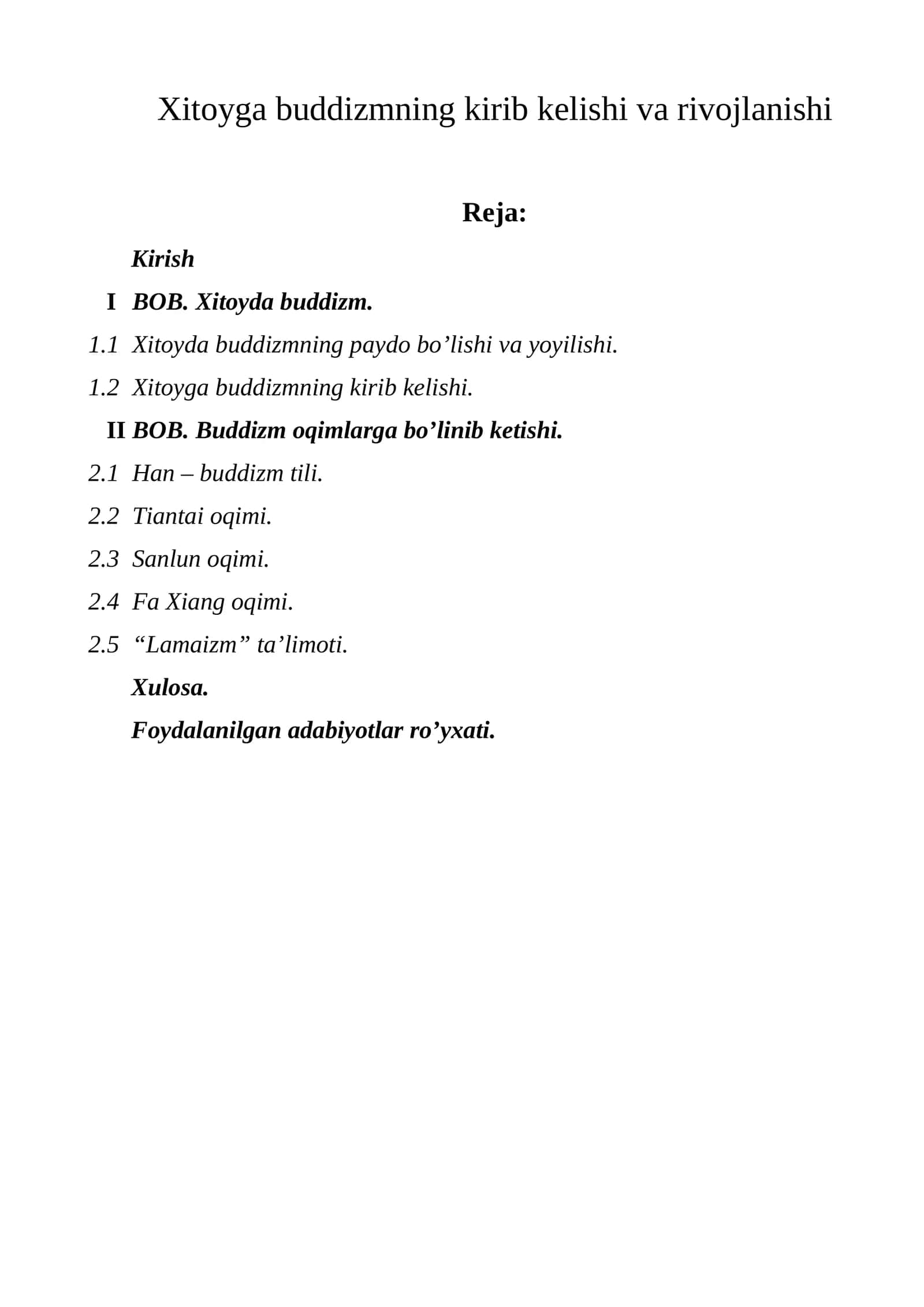 Xitoyga buddizmning kirib kelishi va rivojlanishi 1
