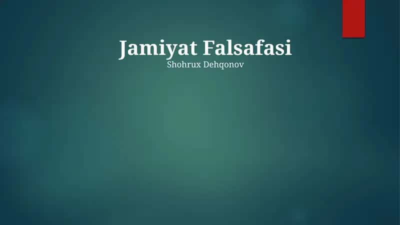 Jamiyat Falsafasi 1