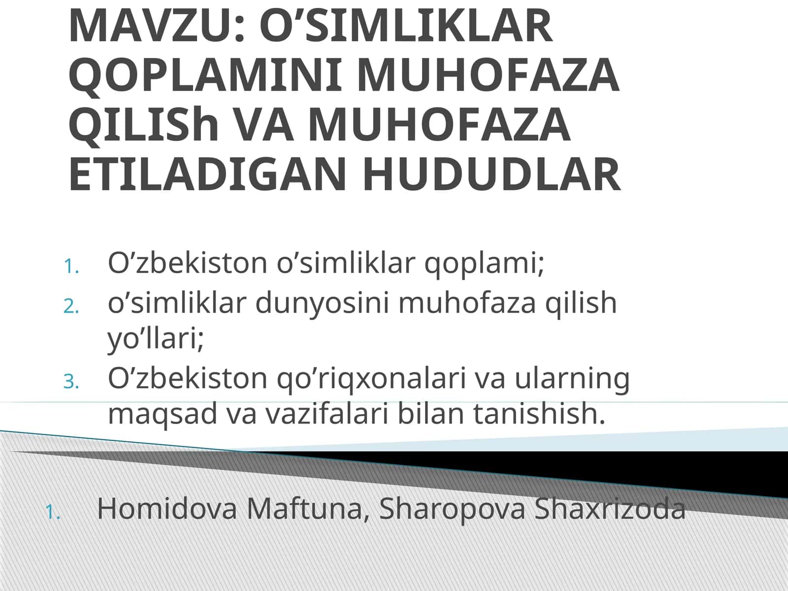 OʼSIMLIKLАR QOPLАMINI MUHOFАZА QILISh VА MUHOFАZА ETILАDIGАN HUDUDLАR 1
