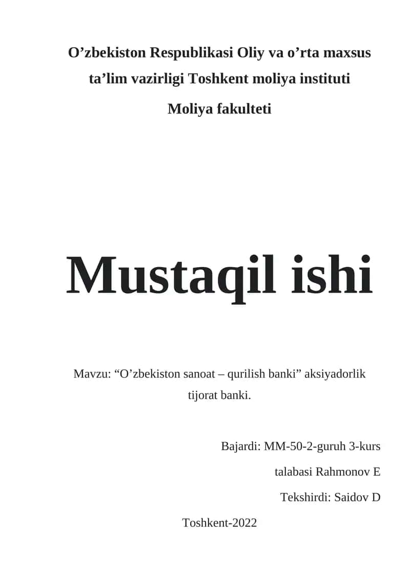 O’zbеkiston sanoat – qurilish banki 1