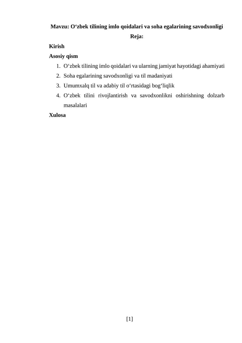 O‘zbek tilining imlo qoidalari va soha egalarining savodxonligi 1