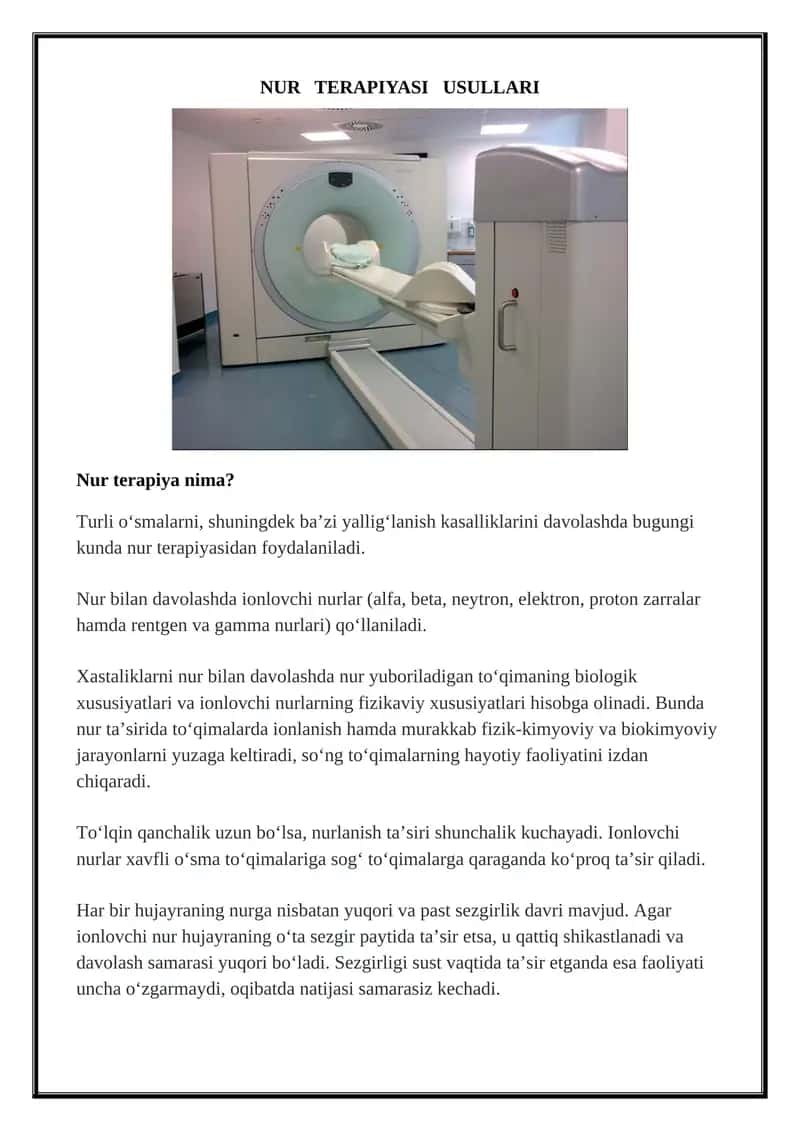 NUR TERAPIYASI USULLARI 1