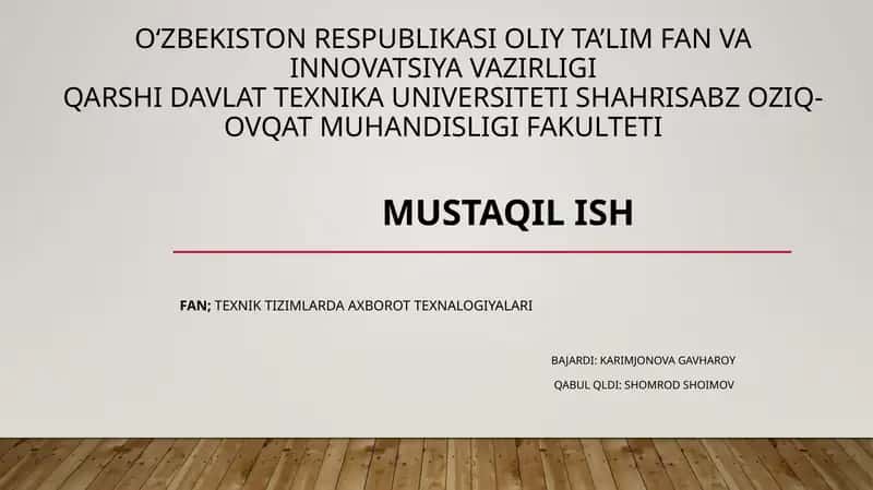 Intellektual boshqaruv tizimlari 1