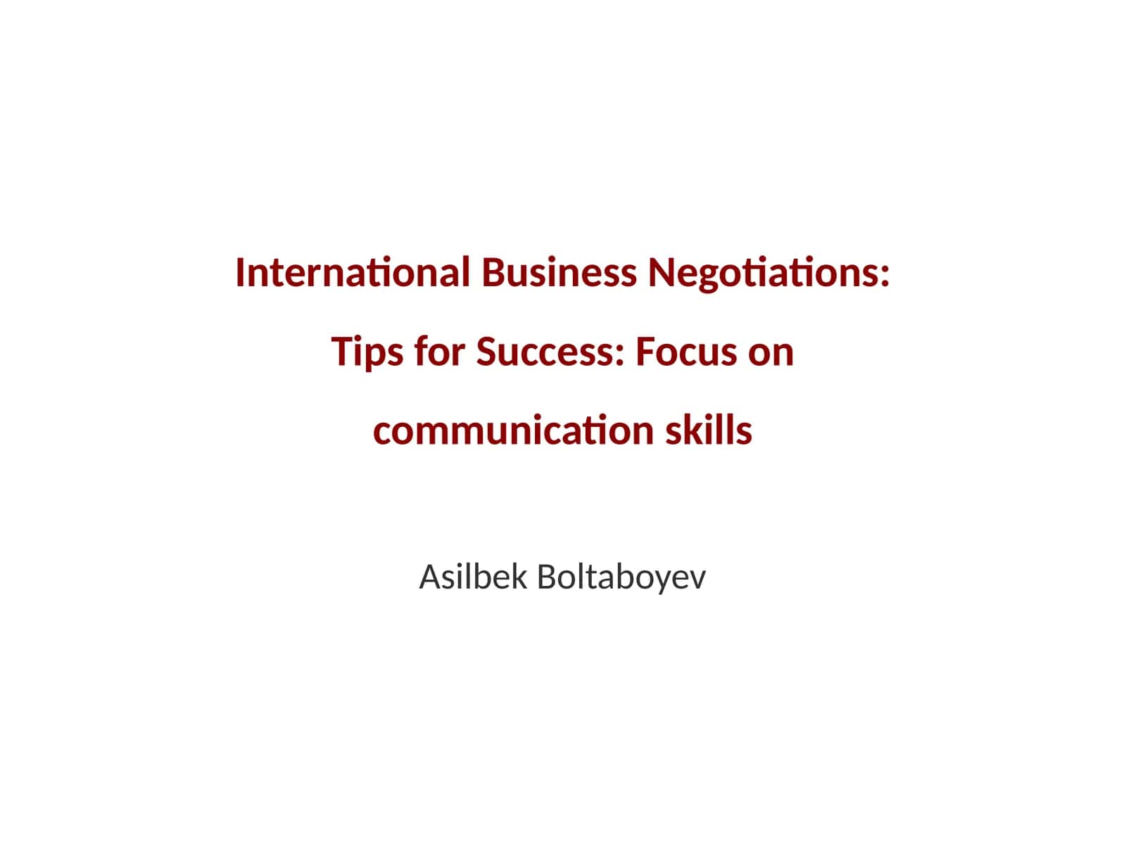 Introduction to International Negotiations 1