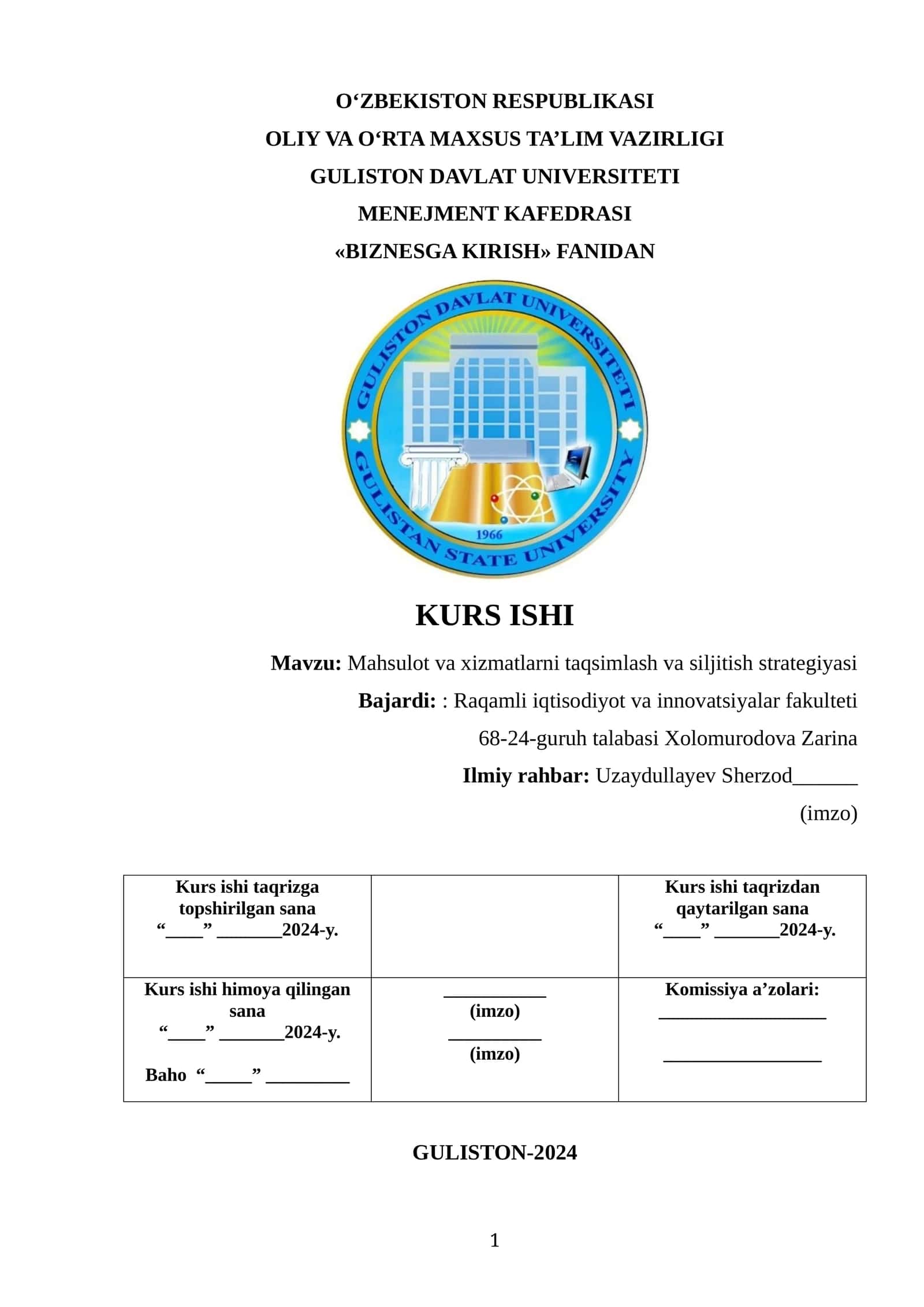 BIZNESGA KIRISH 1