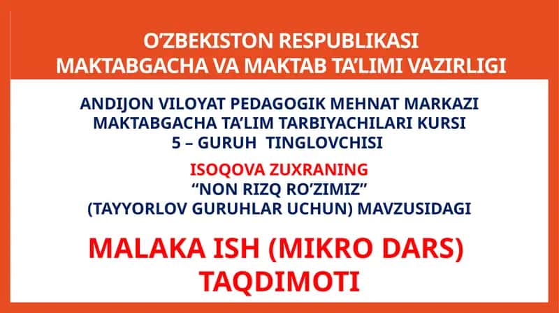 "NON RIZQ RO’ZIMIZ" 1