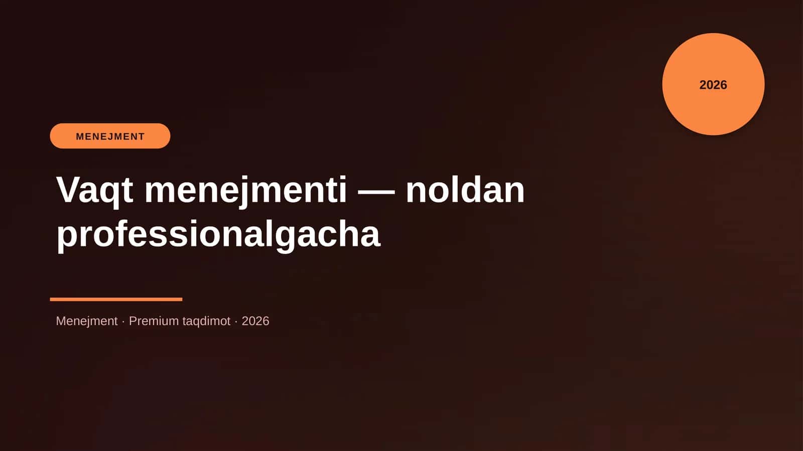 Vaqt menejmenti — noldan professionalgacha 1