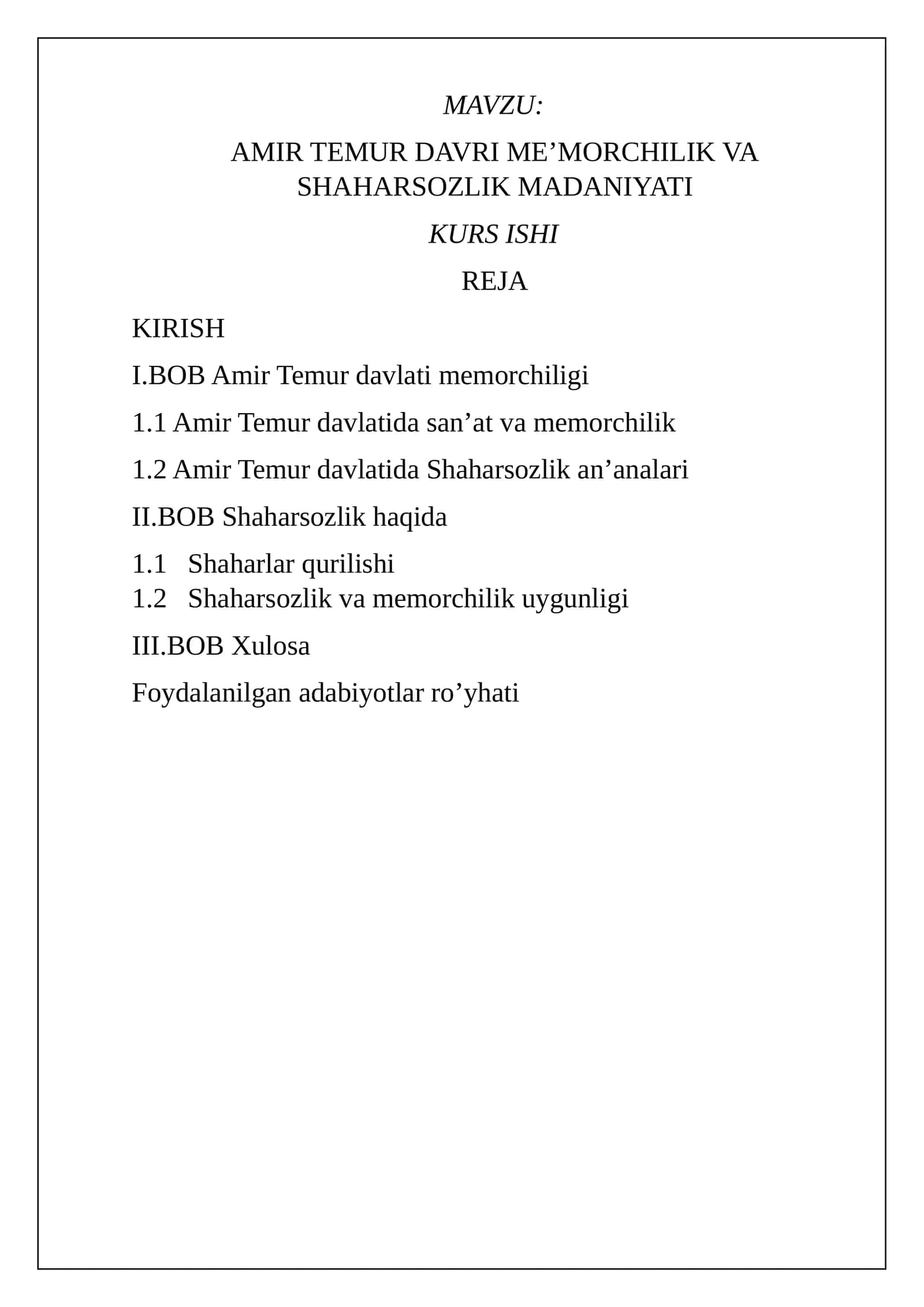 AMIR TEMUR DAVRI ME’MORCHILIK VA SHAHARSOZLIK MADANIYATI 1