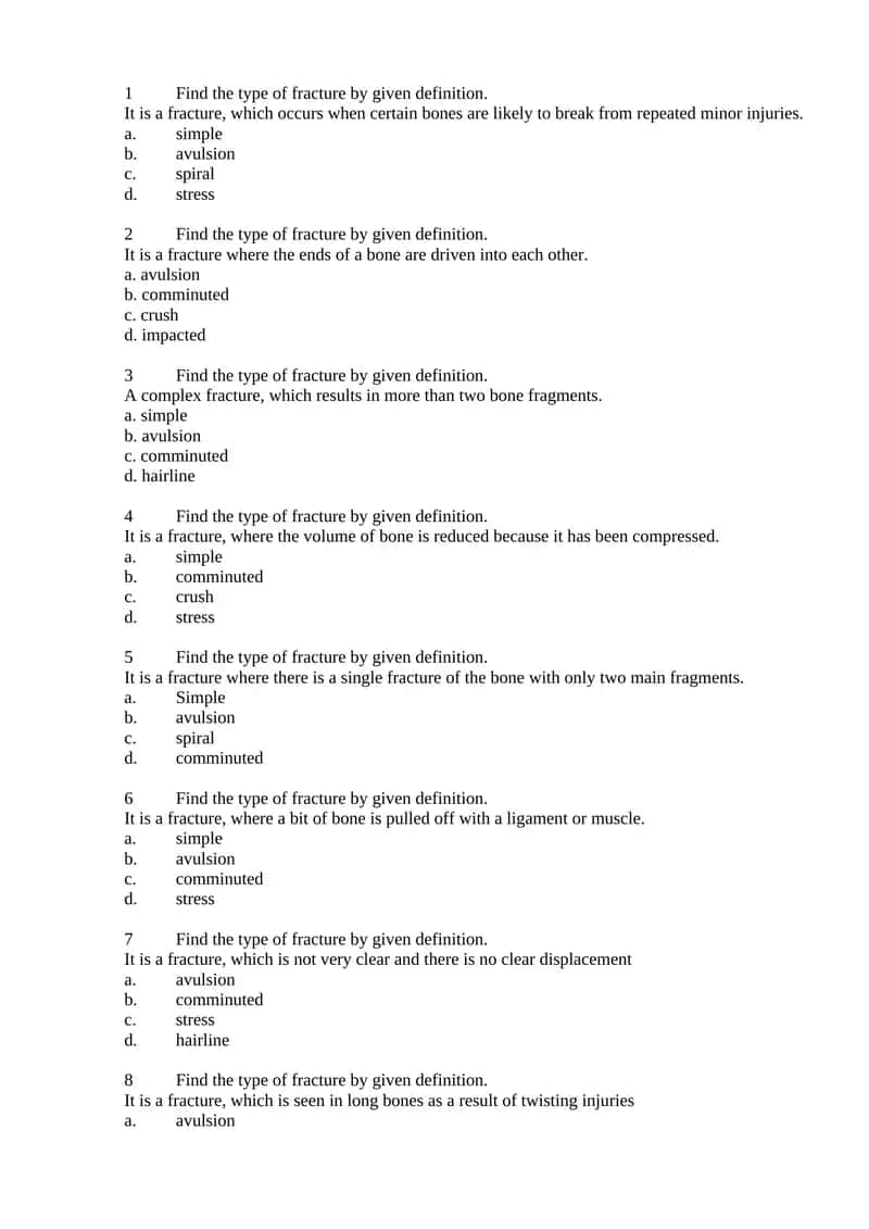 Types of Bone Fractures 1