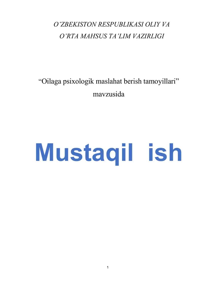 Oilaga psixologik maslahat berish tamoyillari 1