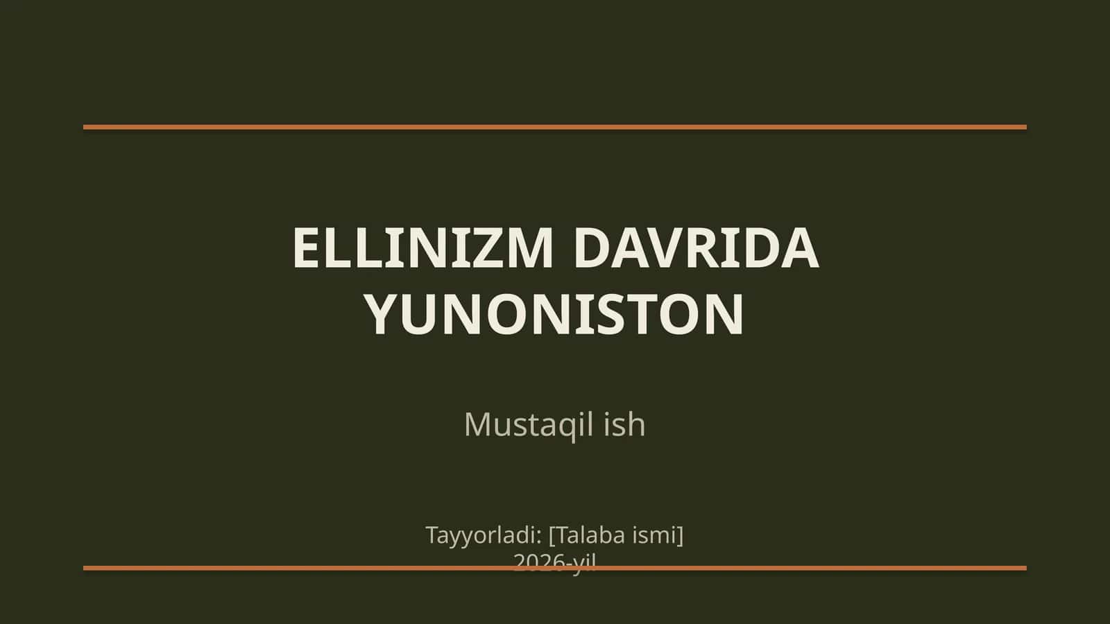 Ellinizm Davrida Yunoniston 1