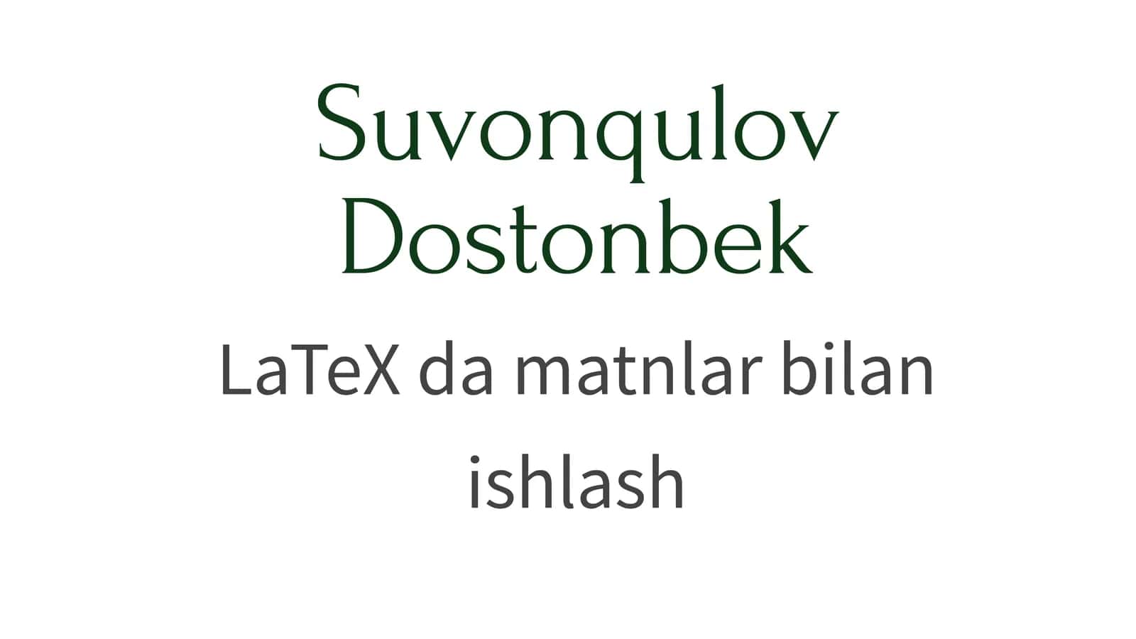 LaTeX dasturlash 1