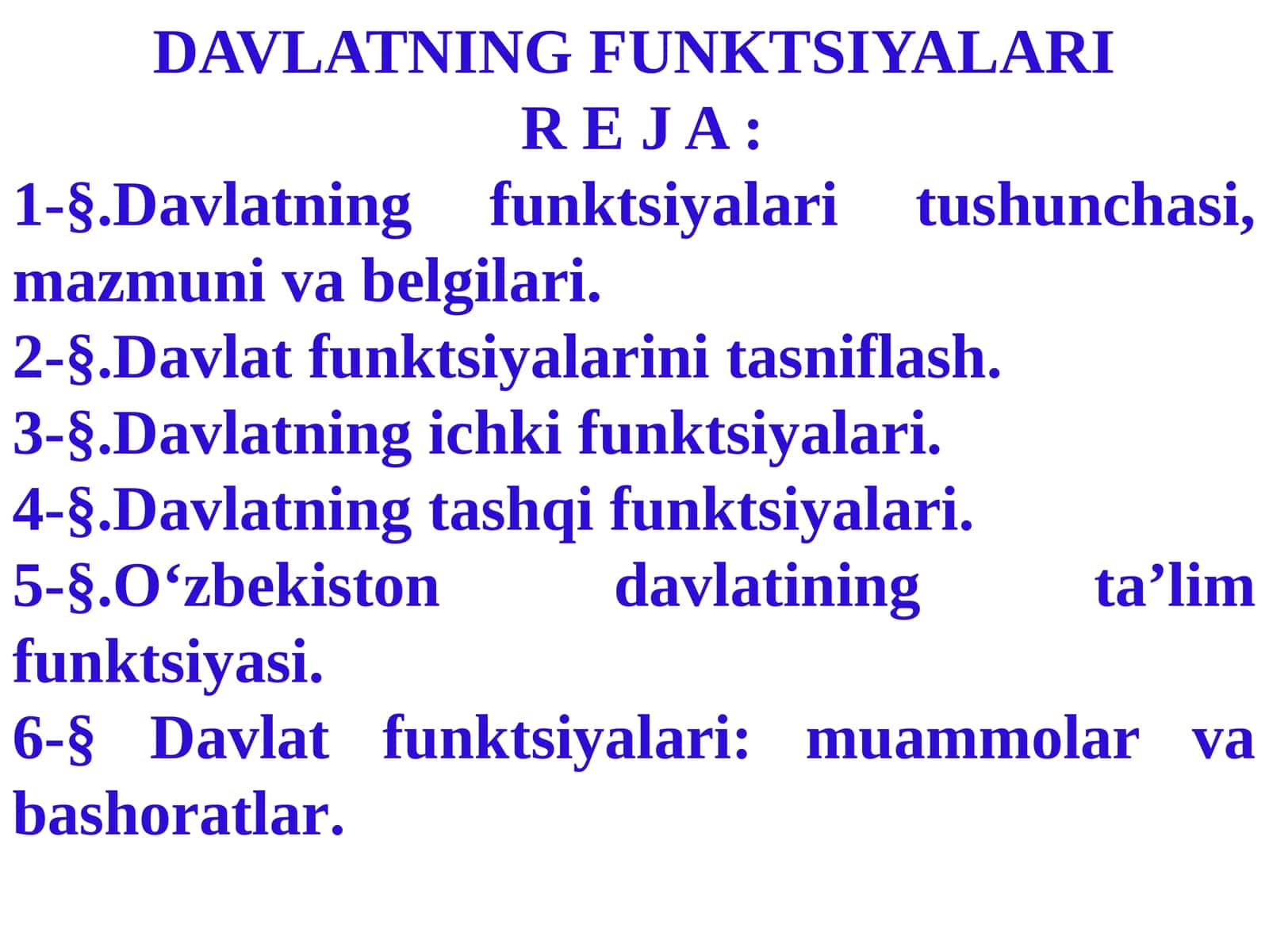 DAVLATNING FUNKTSIYALARI 1