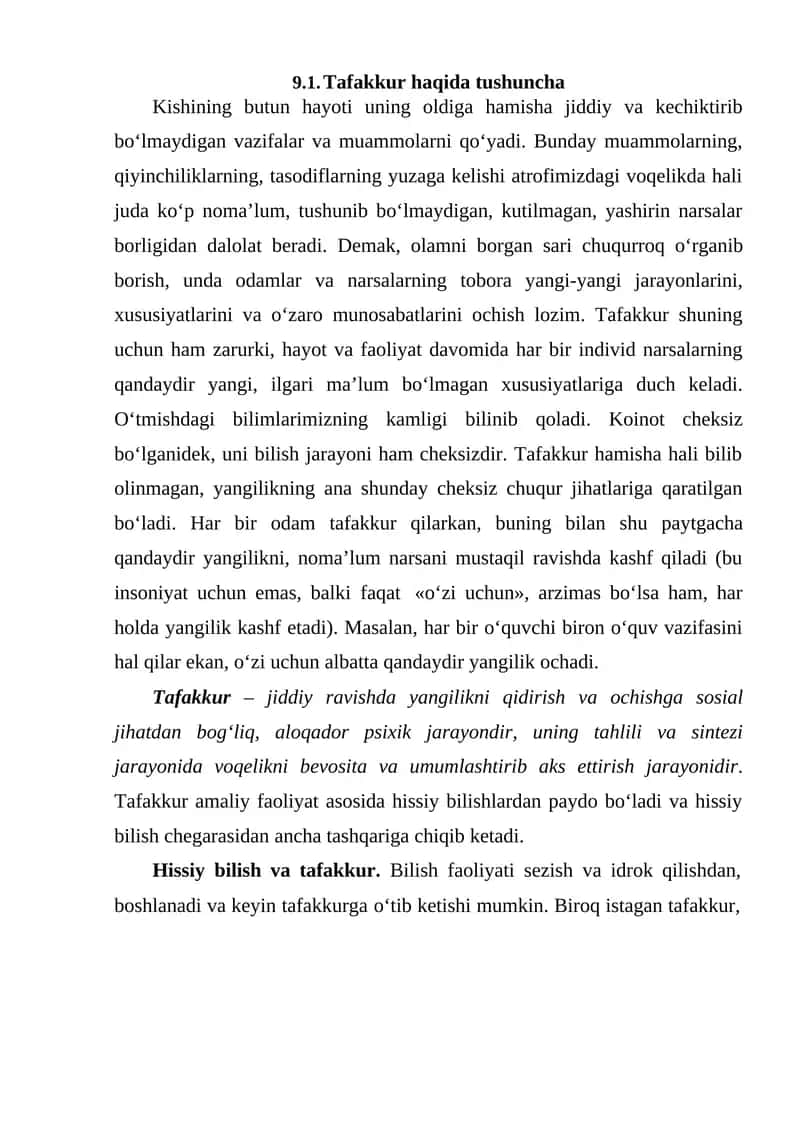 Tafakkur haqida tushuncha 1