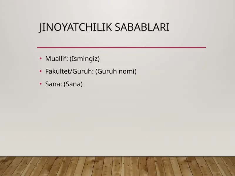 Jinoyatchilik sabablari 1