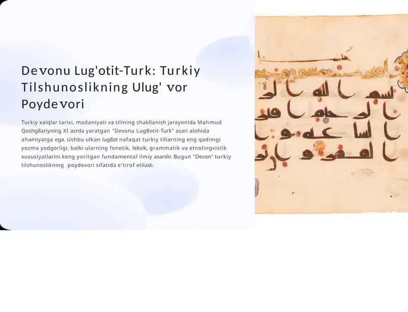Devonu lug'otit-turk: turkiy tilshunoslikning ulug'or poydeori 1