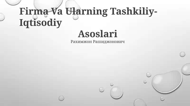 Firma Va Ularning Tashkiliy-Iqtisodiy Asoslari 1