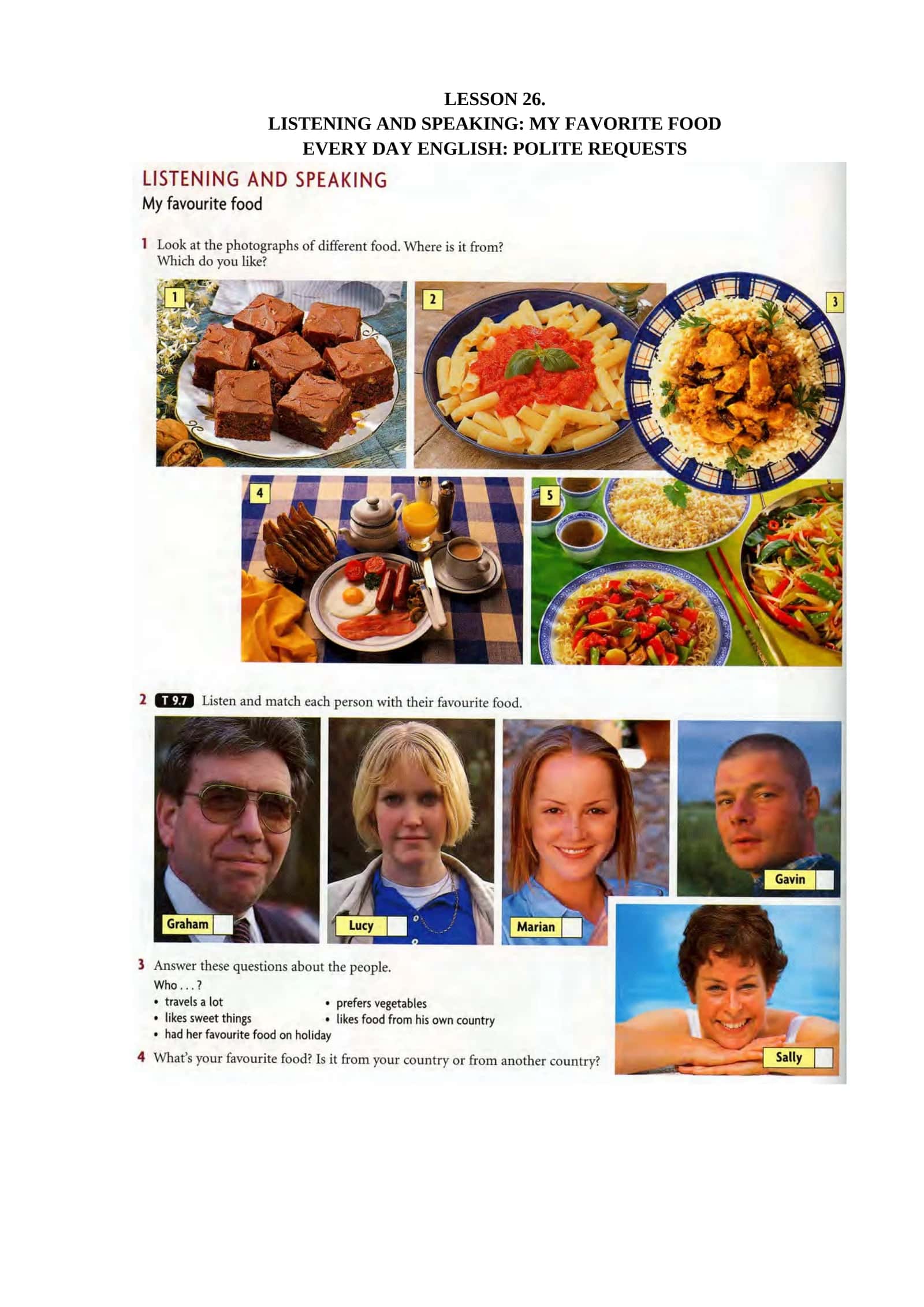 LISTENING AND SPEAKING: MY FAVORITE FOOD 1