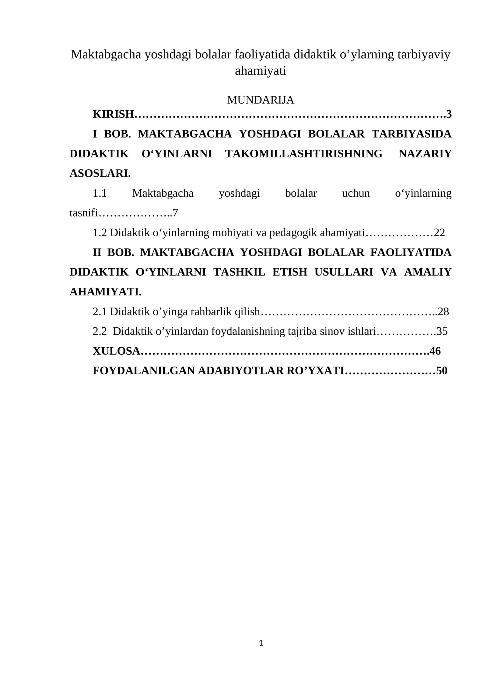 Maktabgacha yoshdagi bolalar faoliyatida didaktik o’ylarning tarbiyaviy ahamiyati 1