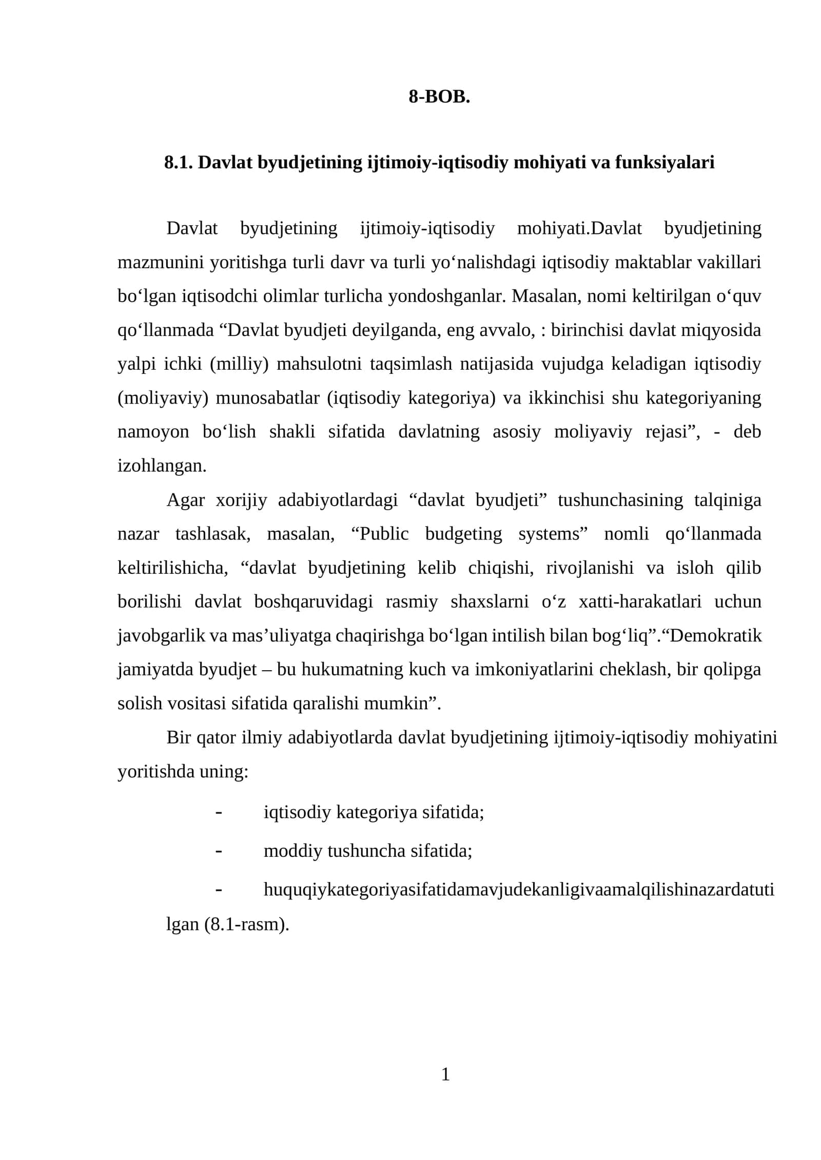 Davlat byudjetining ijtimoiy-iqtisodiy mohiyati va funksiyalari 1