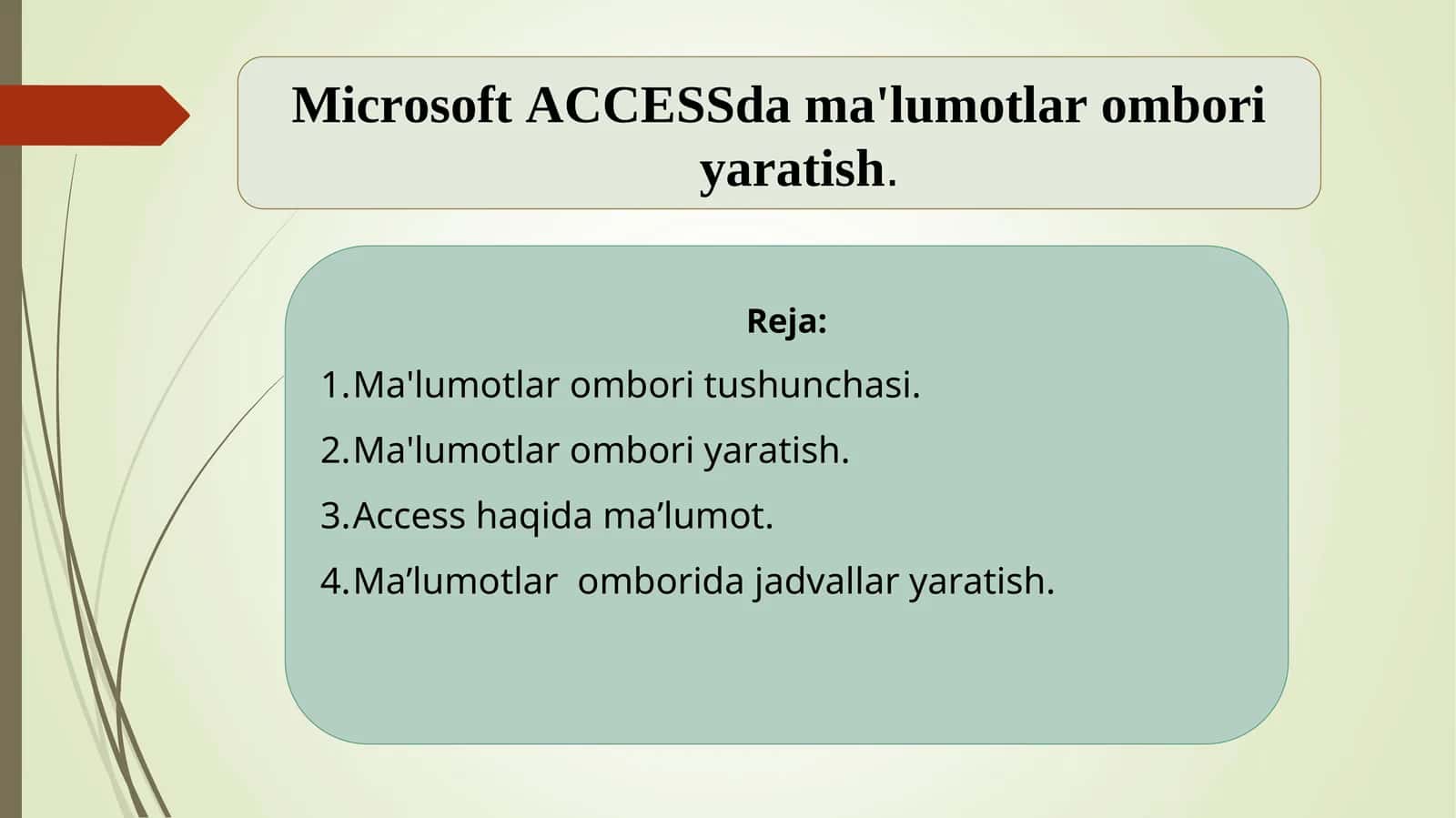 Microsoft ACCESSda ma'lumotlar ombori yaratish 1