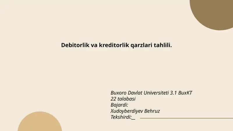 Debitorlik va kreditorlik qarzlari tahlili 1