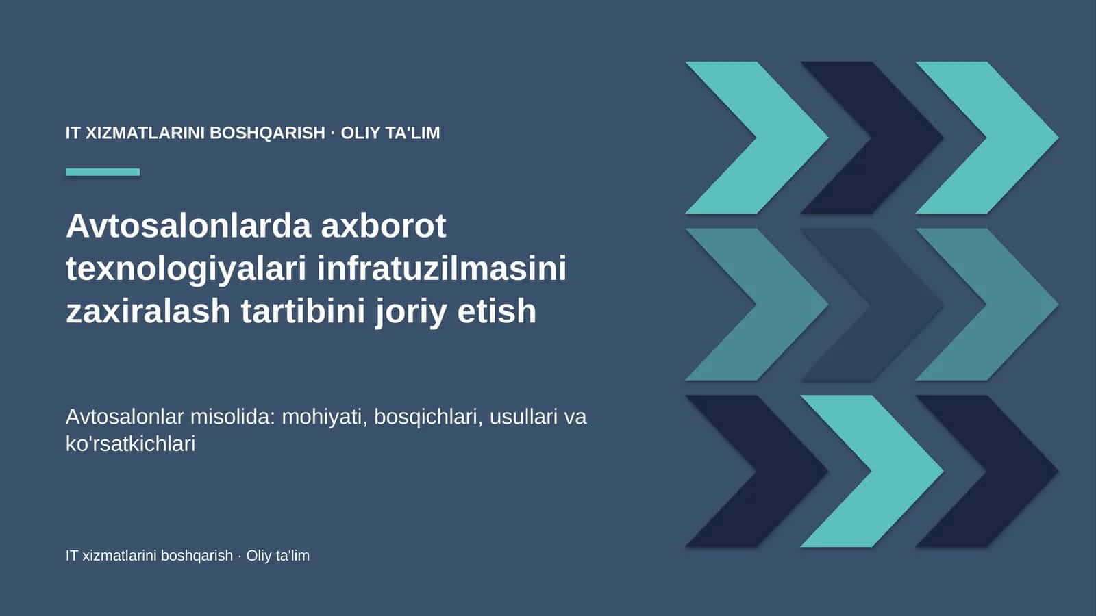 IT XIZMATLARINI BOSHQARISH · OLIY TA'LIM 1